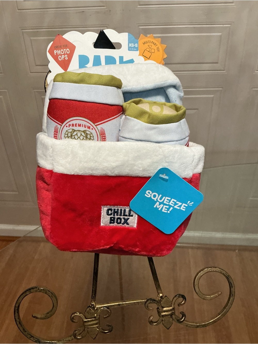 Bark Box  Chill Box Beer DOG Toy Crinkle HIDE & SEEK Squeaky Treat XS/S